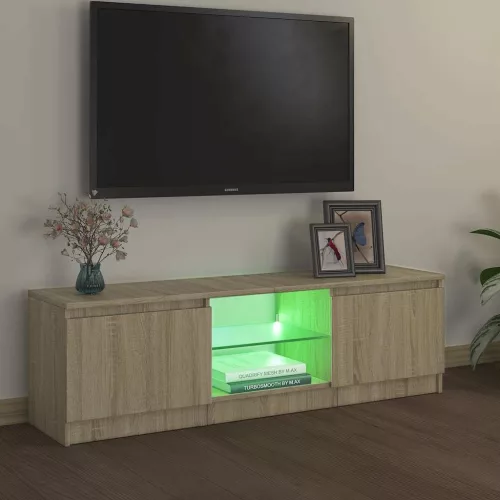 Sonoma tölgy színű TV-szekrény LED lámpákkal 120x30x36 cm