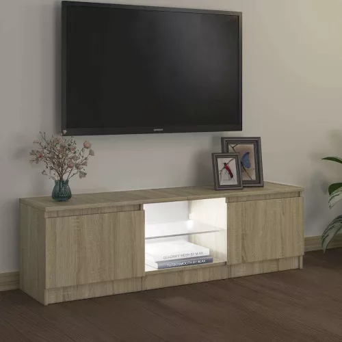 Sonoma tölgy színű TV-szekrény LED lámpákkal 120x30x36 cm