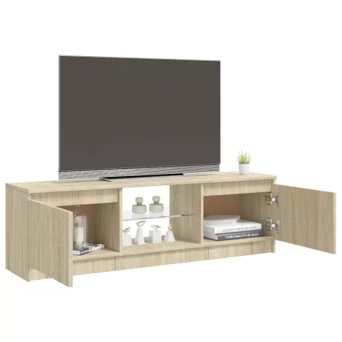 Sonoma tölgy színű TV-szekrény LED lámpákkal 120x30x36 cm
