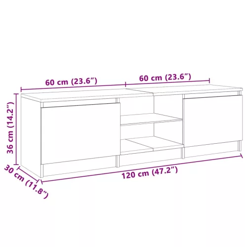 Sonoma tölgy színű TV-szekrény LED lámpákkal 120x30x36 cm