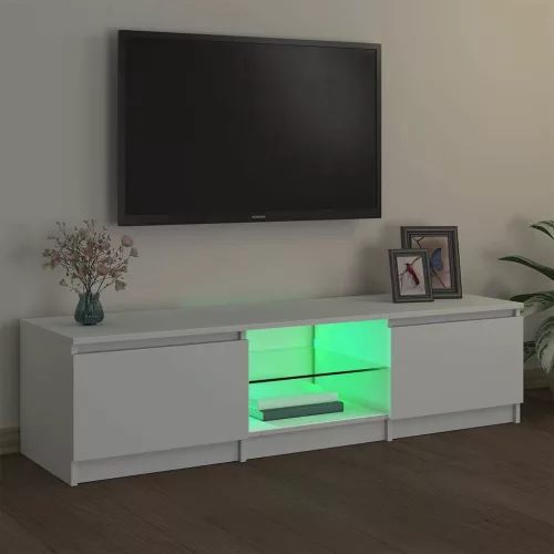 Fehér TV-szekrény LED lámpákkal 140 x 40 x 36 cm