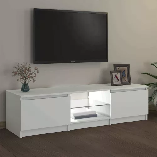Fehér TV-szekrény LED lámpákkal 140 x 40 x 36 cm