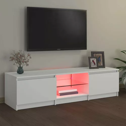 Fehér TV-szekrény LED lámpákkal 140 x 40 x 36 cm