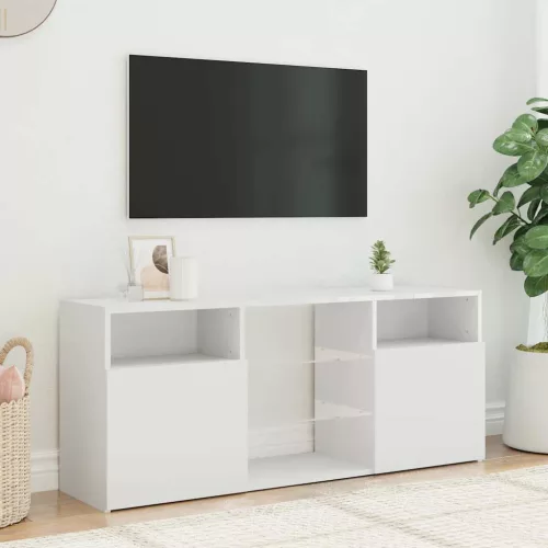 Fehér TV-szekrény LED lámpákkal 120 x 30 x 50 cm