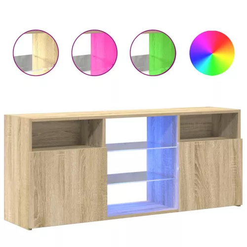 Sonoma tölgy színű TV-szekrény LED lámpákkal 120x30x50 cm