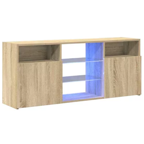 Sonoma tölgy színű TV-szekrény LED lámpákkal 120x30x50 cm