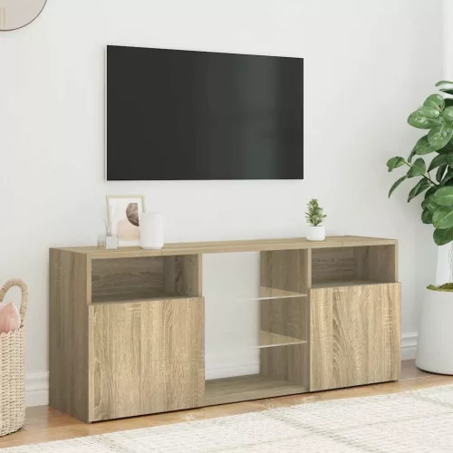 Sonoma tölgy színű TV-szekrény LED lámpákkal 120x30x50 cm
