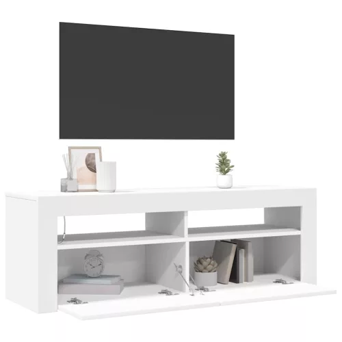 Fehér TV-szekrény LED-lámpákkal 120 x 35 x 40 cm
