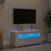 Fehér TV-szekrény LED-lámpákkal 90 x 35 x 40 cm