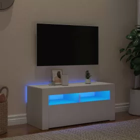 Fehér TV-szekrény LED-lámpákkal 90 x 35 x 40 cm