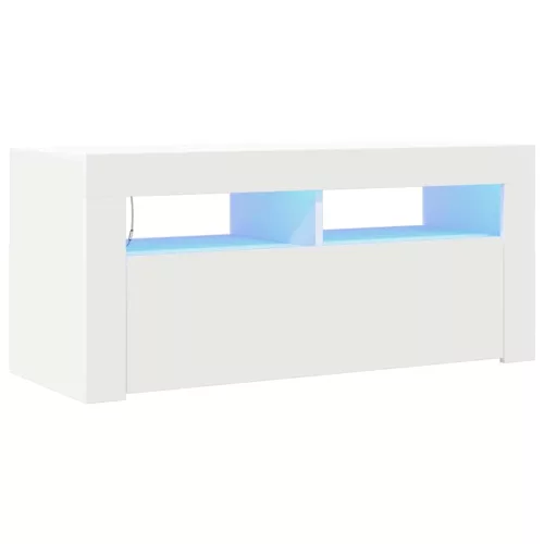 Fehér TV-szekrény LED-lámpákkal 90 x 35 x 40 cm