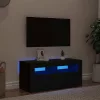Fekete TV-szekrény LED-világítással 90x35x40 cm