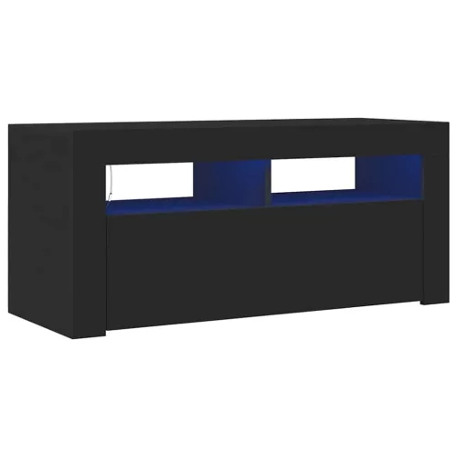 Fekete TV-szekrény LED-világítással 90x35x40 cm