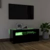 Fekete TV-szekrény LED-világítással 90x35x40 cm