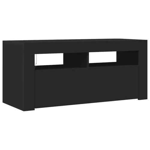 Fekete TV-szekrény LED-világítással 90x35x40 cm