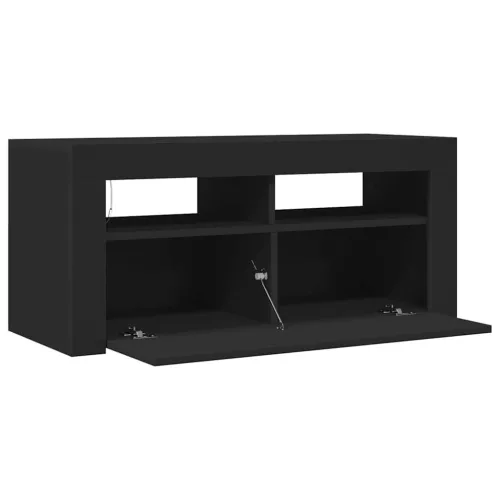 Fekete TV-szekrény LED-világítással 90x35x40 cm