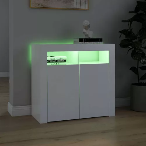 Fehér tálalószekrény LED-világítással 80 x 35 x 75 cm