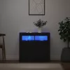 Fekete tálalószekrény LED-világítással 80 x 35 x 75 cm