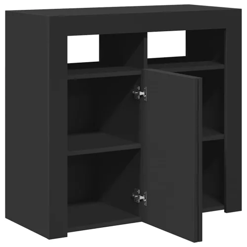 Fekete tálalószekrény LED-világítással 80 x 35 x 75 cm