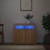 Sonoma tölgy színű tálalószekrény LED-világítással 80x35x75 cm