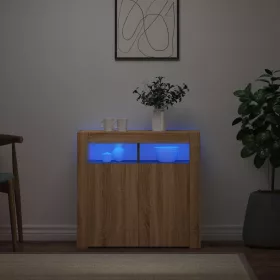   Sonoma tölgy színű tálalószekrény LED-világítással 80x35x75 cm