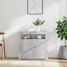   Betonszürke tálalószekrény LED-világítással 80 x 35 x 75 cm