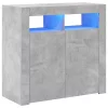 Betonszürke tálalószekrény LED-világítással 80 x 35 x 75 cm