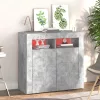 Betonszürke tálalószekrény LED-világítással 80 x 35 x 75 cm