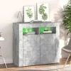 Betonszürke tálalószekrény LED-világítással 80 x 35 x 75 cm