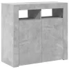 Betonszürke tálalószekrény LED-világítással 80 x 35 x 75 cm