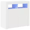 Magasfényű fehér tálalószekrény LED-lámpákkal 80 x 35 x 75 cm