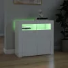 Magasfényű fehér tálalószekrény LED-lámpákkal 80 x 35 x 75 cm
