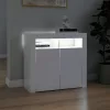 Magasfényű fehér tálalószekrény LED-lámpákkal 80 x 35 x 75 cm