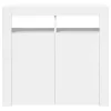 Magasfényű fehér tálalószekrény LED-lámpákkal 80 x 35 x 75 cm