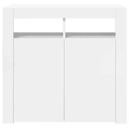 Magasfényű fehér tálalószekrény LED-lámpákkal 80 x 35 x 75 cm