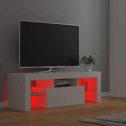 Fehér TV-szekrény LED-lámpákkal 120 x 35 x 40 cm