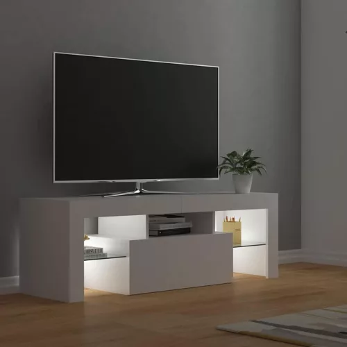 Fehér TV-szekrény LED-lámpákkal 120 x 35 x 40 cm