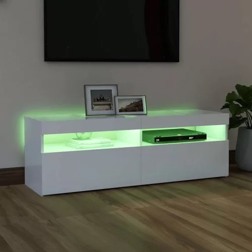 Fehér TV-szekrény LED-lámpákkal 120 x 35 x 40 cm