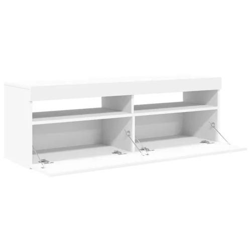 Fehér TV-szekrény LED-lámpákkal 120 x 35 x 40 cm