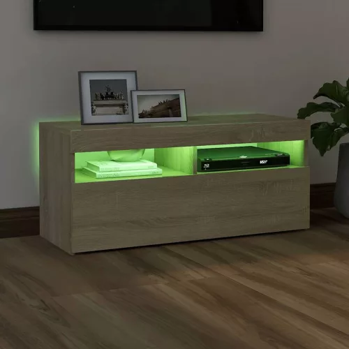 Sonoma tölgy színű TV-szekrény LED-világítással 90 x 35 x 40 cm