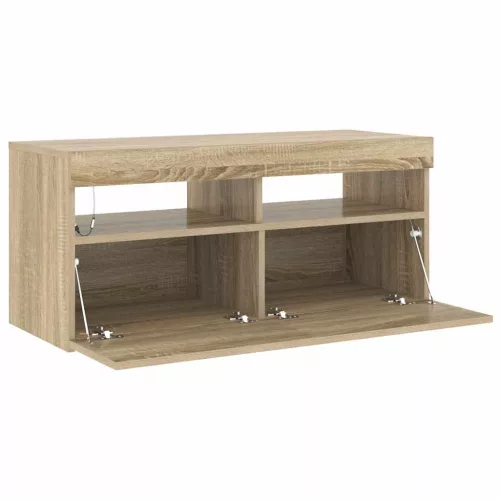 Sonoma tölgy színű TV-szekrény LED-világítással 90 x 35 x 40 cm