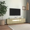 Sonoma tölgy színű TV-szekrény LED-lámpákkal 160 x 35 x 40 cm