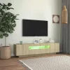 Sonoma tölgy színű TV-szekrény LED-lámpákkal 160 x 35 x 40 cm