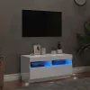 Magasfényű fehér TV-szekrény LED-lámpákkal 80 x 35 x 40 cm