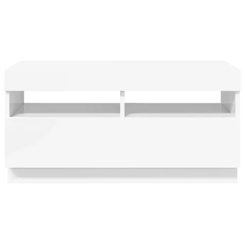 Magasfényű fehér TV-szekrény LED-lámpákkal 80 x 35 x 40 cm