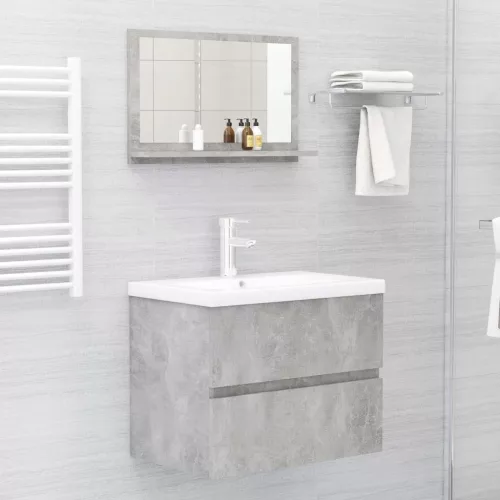 Betonszürke forgácslap fürdőszobai tükör 60 x 10,5 x 37 cm