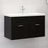 Fekete szerelt fa mosdószekrény 80 x 38,5 x 46 cm