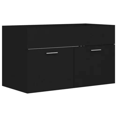 Fekete szerelt fa mosdószekrény 80 x 38,5 x 46 cm