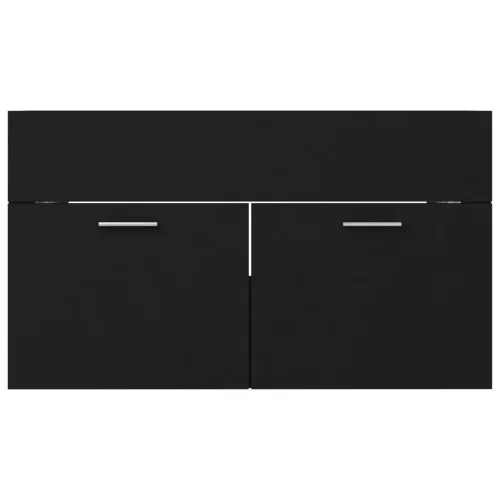 Fekete szerelt fa mosdószekrény 80 x 38,5 x 46 cm