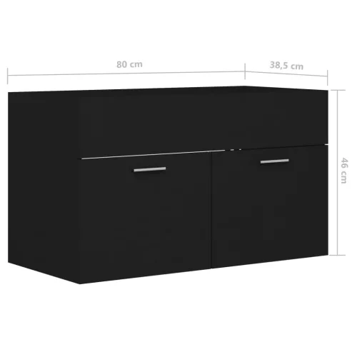 Fekete szerelt fa mosdószekrény 80 x 38,5 x 46 cm